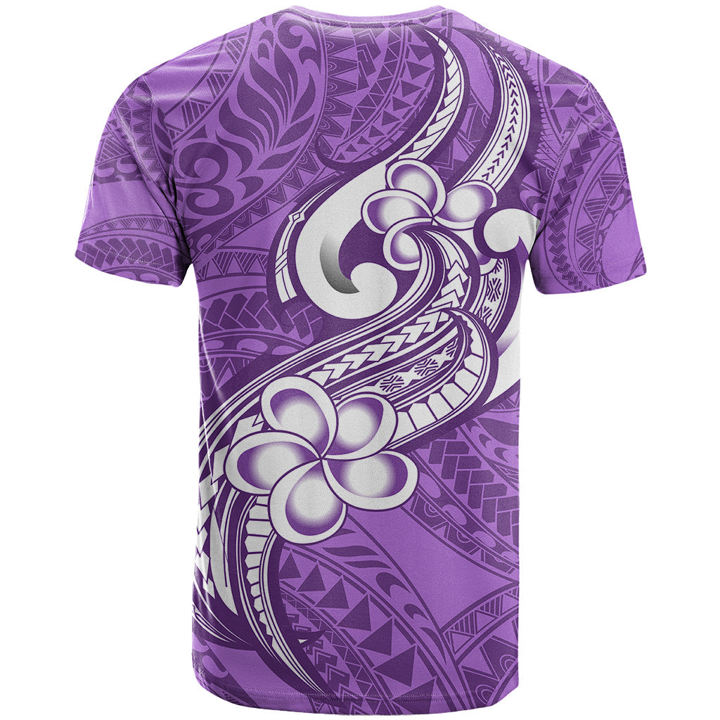 Polynesia T-Shirt Plumeria With Tribal Pattern Purple Pastel Vibes Graphic Tee