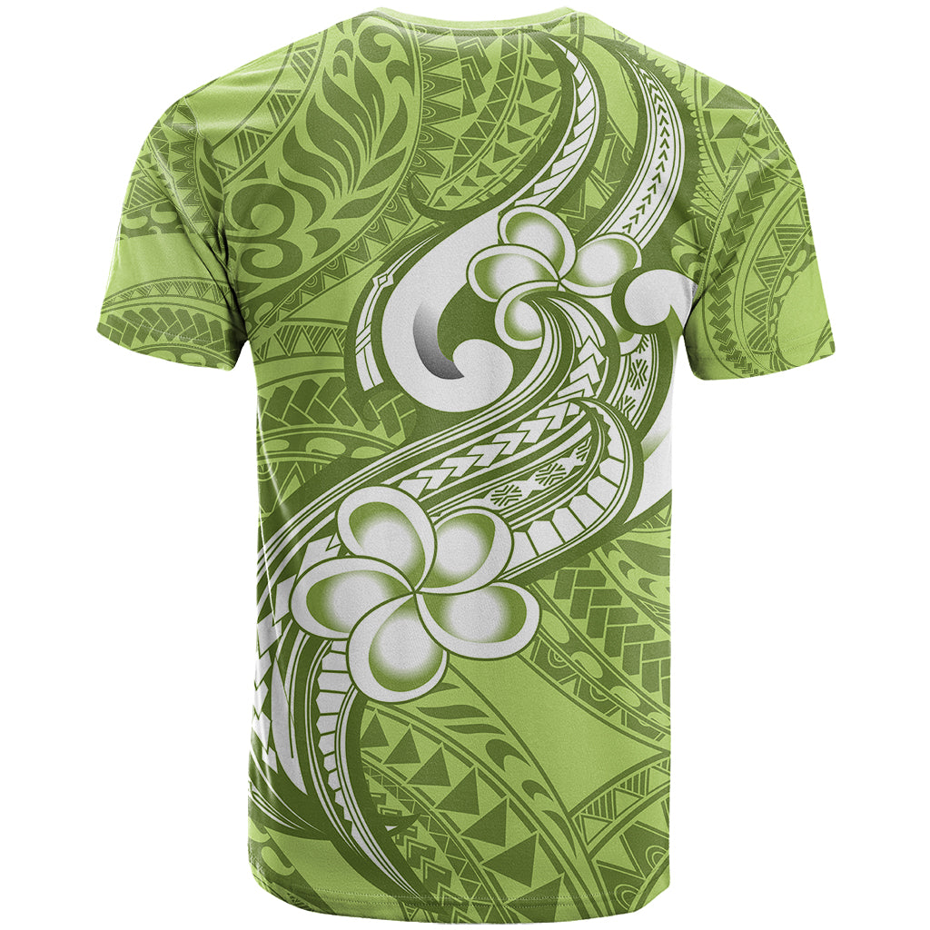Polynesia T-Shirt Plumeria With Tribal Pattern Green Pastel Vibes Graphic Tee