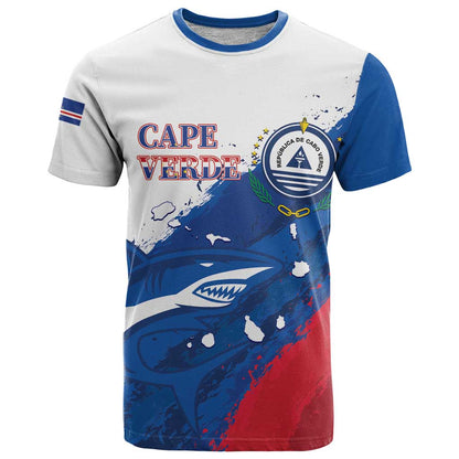 Cape Verde Football Custom T-Shirt Tubaroes Azuis Glory World Cup Graphic Tee