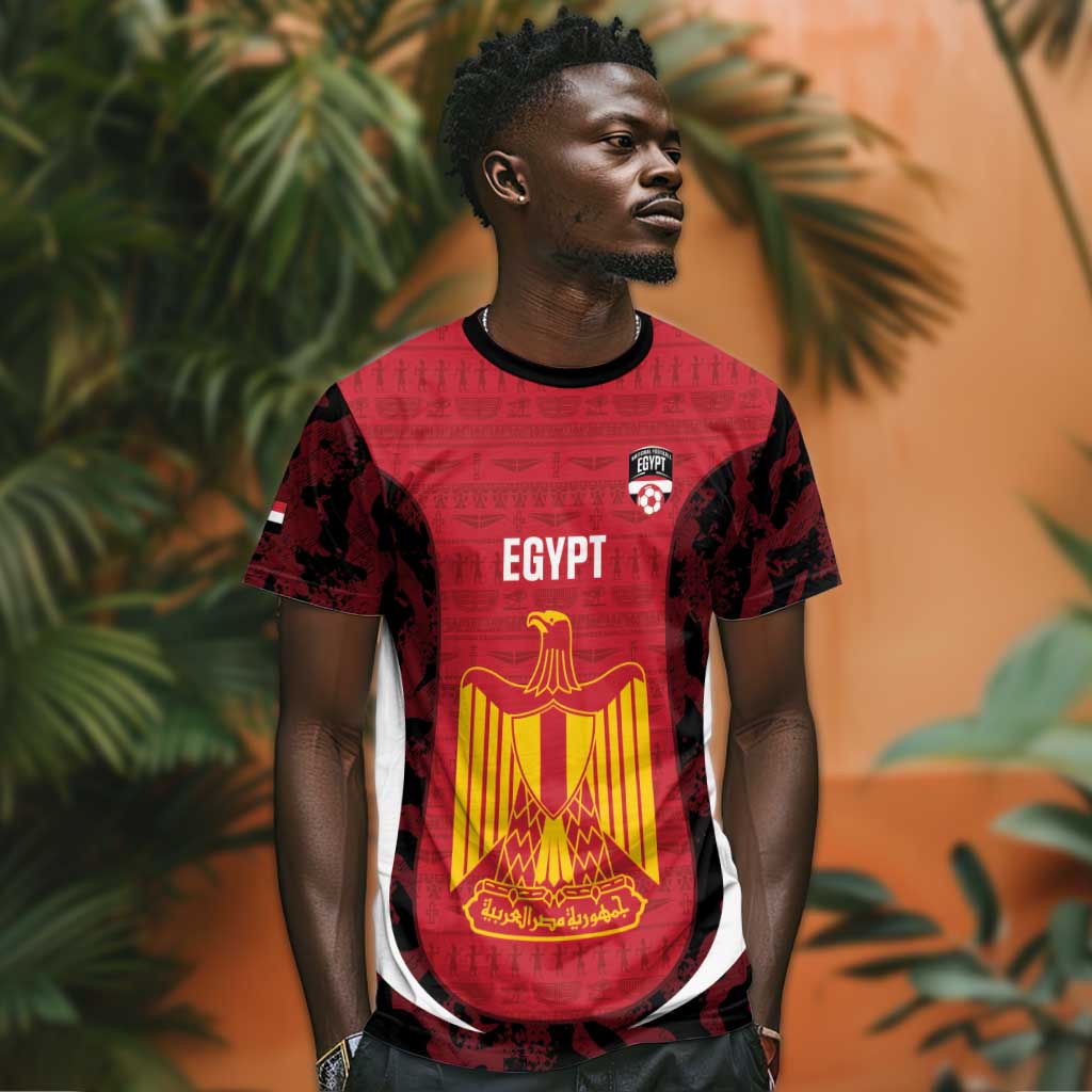 Custom Egypt Football T-Shirt 2026 Go Pharaohs Ancient Egyptian Pattern Graphic Tee