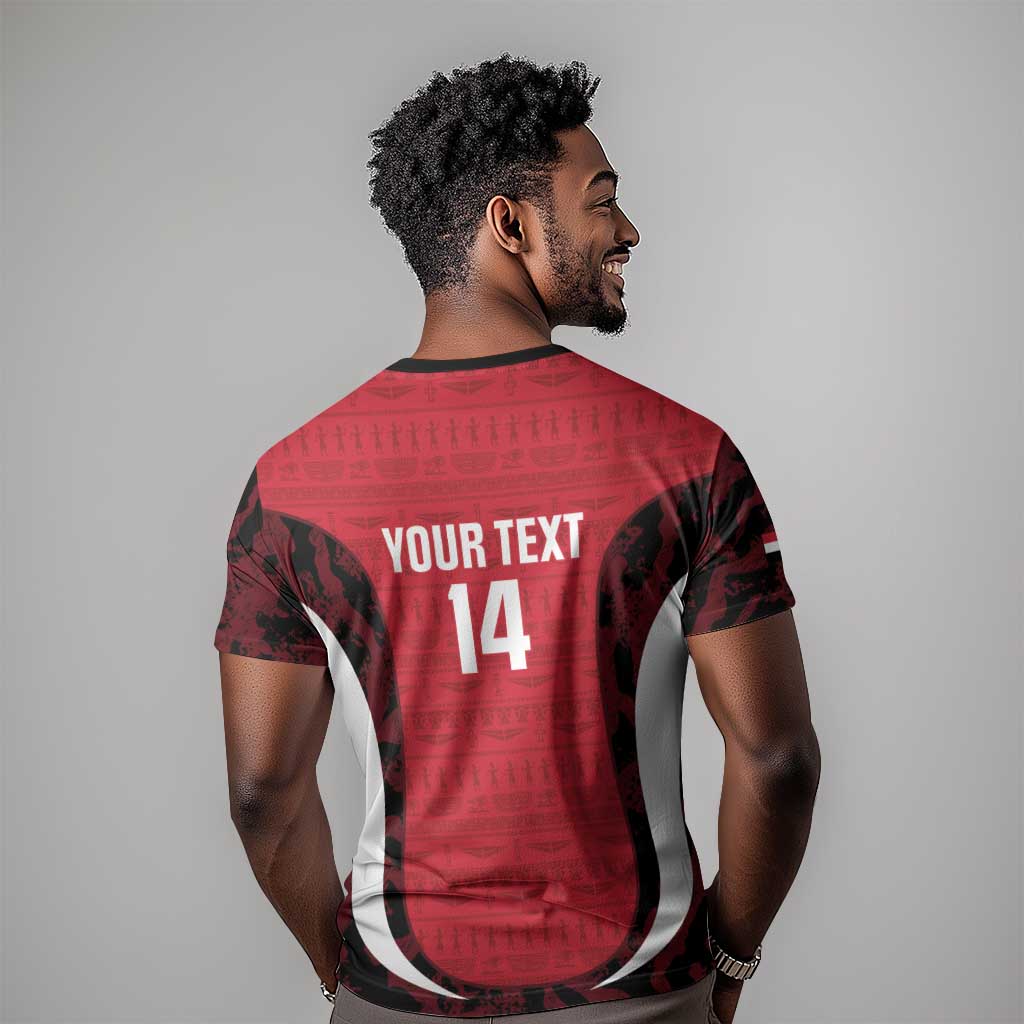 Custom Egypt Football T-Shirt 2026 Go Pharaohs Ancient Egyptian Pattern Graphic Tee