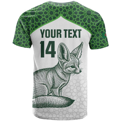 Custom Algeria Football T-Shirt 2026 Go Greens Fennec With Islamic Pattern Graphic Tee
