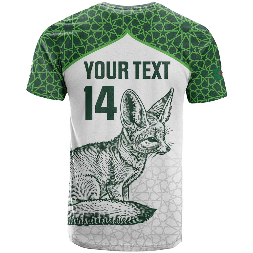 Custom Algeria Football T-Shirt 2026 Go Greens Fennec With Islamic Pattern Graphic Tee