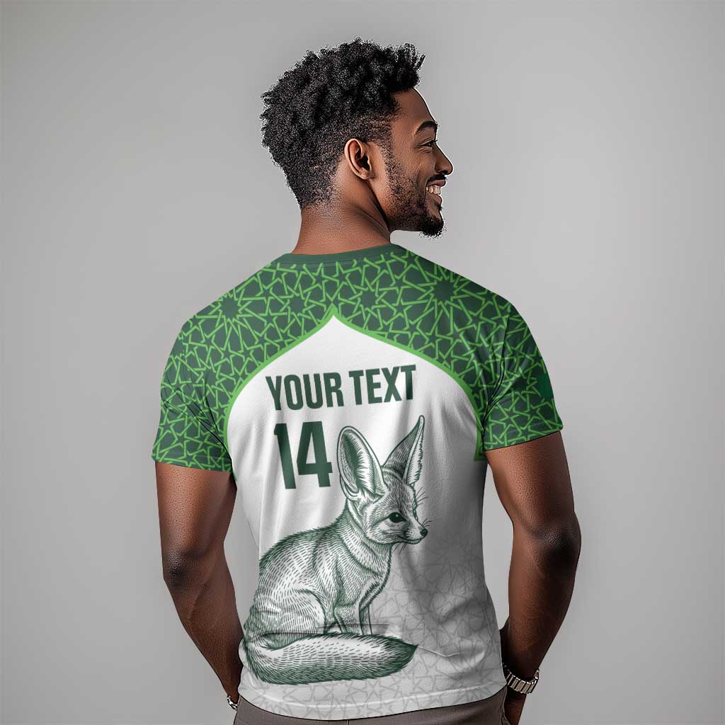 Custom Algeria Football T-Shirt 2026 Go Greens Fennec With Islamic Pattern Graphic Tee