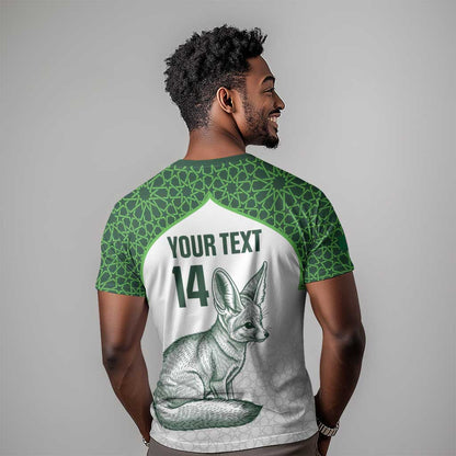 Custom Algeria Football T-Shirt 2026 Go Greens Fennec With Islamic Pattern Graphic Tee