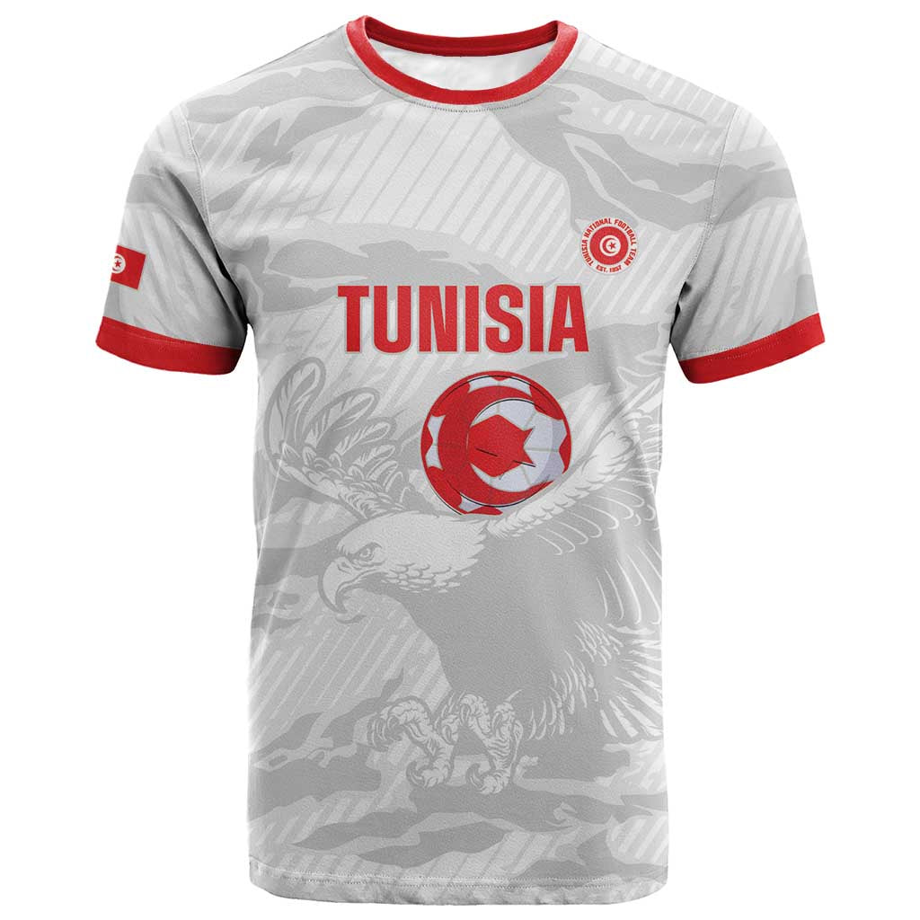 Custom Tunisia Football T-Shirt 2026 Eagles of Carthage White Grunge Graphic Tee