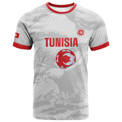 Custom Tunisia Football T-Shirt 2026 Eagles of Carthage White Grunge Graphic Tee