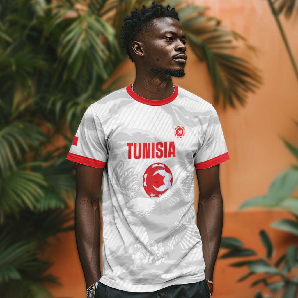 Custom Tunisia Football T-Shirt 2026 Eagles of Carthage White Grunge Graphic Tee