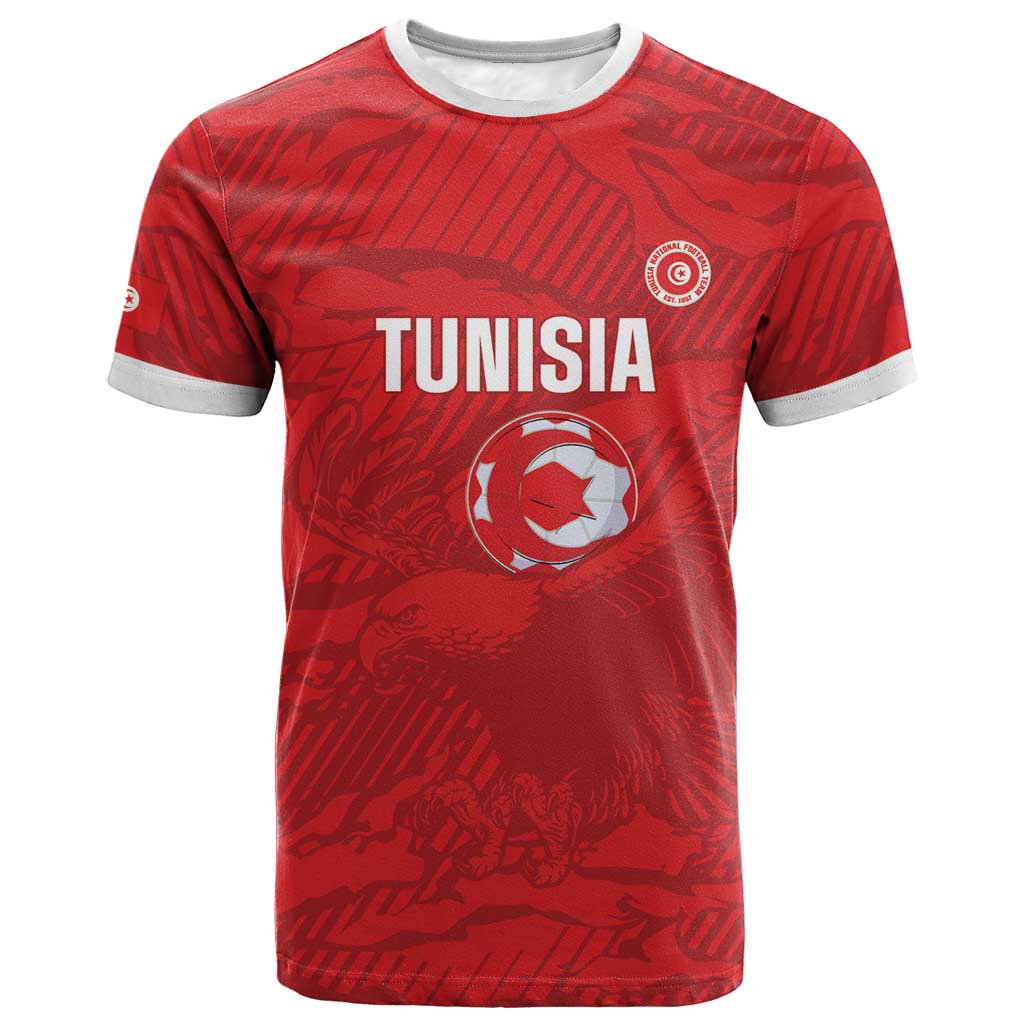 Custom Tunisia Football T-Shirt 2026 Eagles of Carthage Red Grunge Graphic Tee