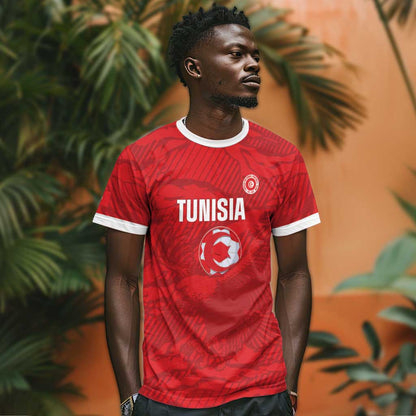 Custom Tunisia Football T-Shirt 2026 Eagles of Carthage Red Grunge Graphic Tee
