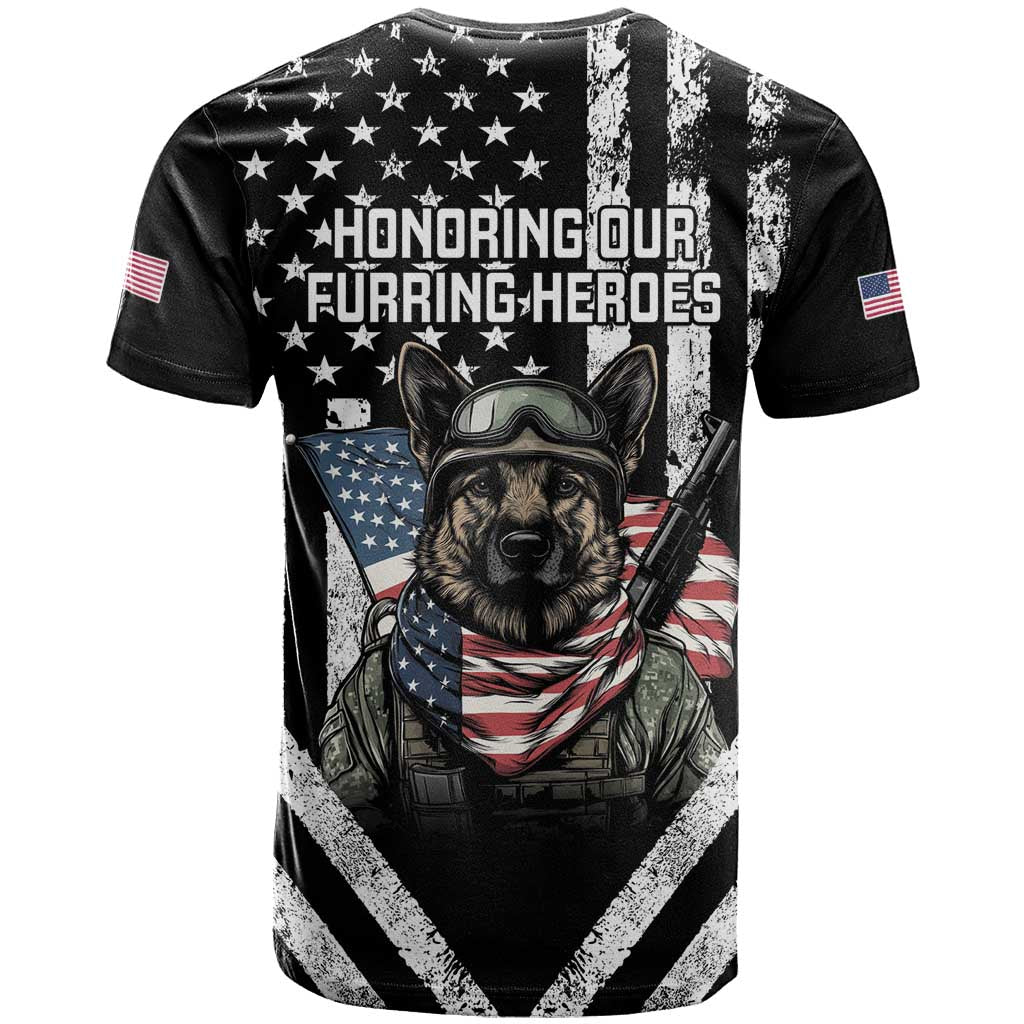 USA National K9 Veterans Day T-Shirt Honoring Our Furring Heroes Graphic Tee