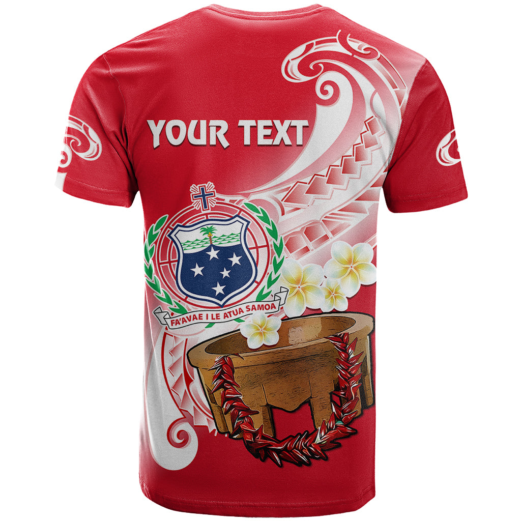 Custom Samoa T-Shirt Ula Fala Kava Bowl Plumeria Polynesian Red Graphic Tee