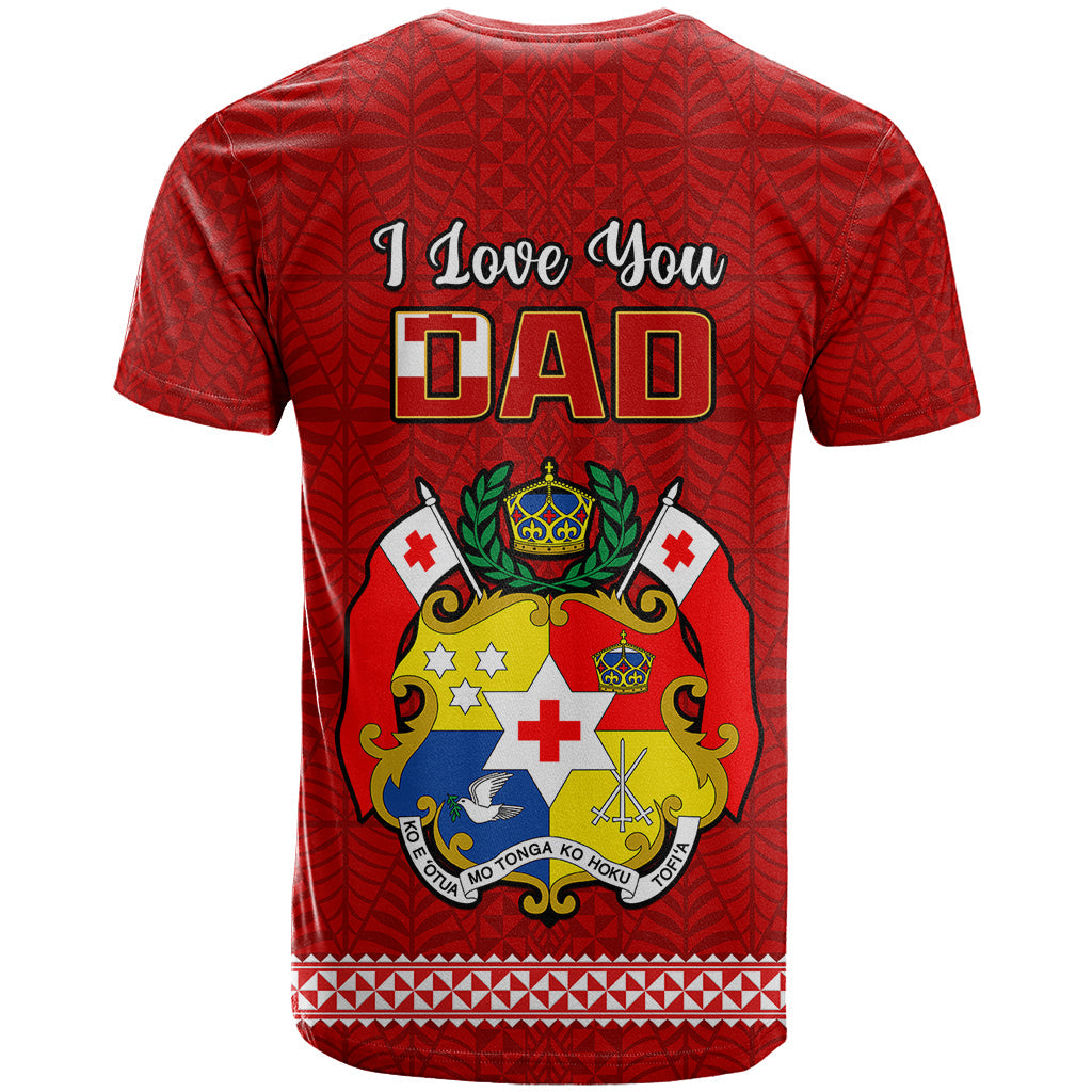 Tonga Fathers Day T-Shirt Red Tongan Ngatu I Love You Dad Graphic Tee