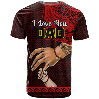 Tonga Fathers Day T-Shirt Black Tongan Ngatu I Love You Dad Graphic Tee