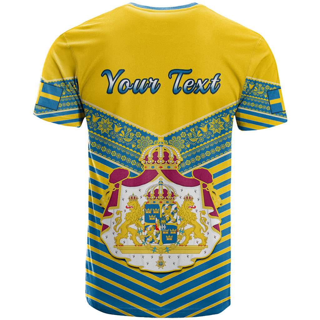 Personalised Sweden T-Shirt Swedish Independence Day Scandinavia Pattern Graphic Tee