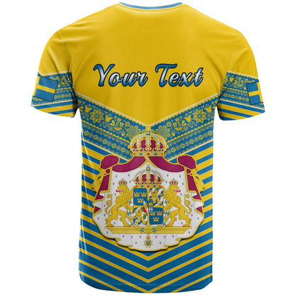 Personalised Sweden T-Shirt Swedish Independence Day Scandinavia Pattern Graphic Tee
