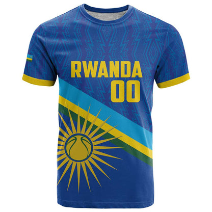 Rwanda Basketball Custom T-Shirt Go Champions Imigongo Folk Pattern Graphic Tee