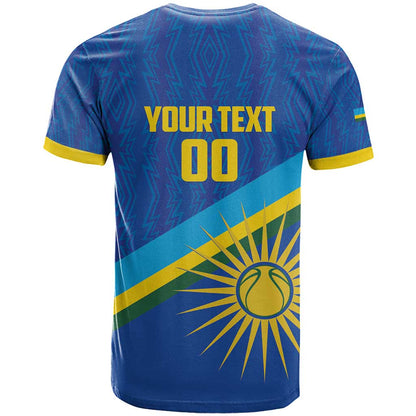 Rwanda Basketball Custom T-Shirt Go Champions Imigongo Folk Pattern Graphic Tee