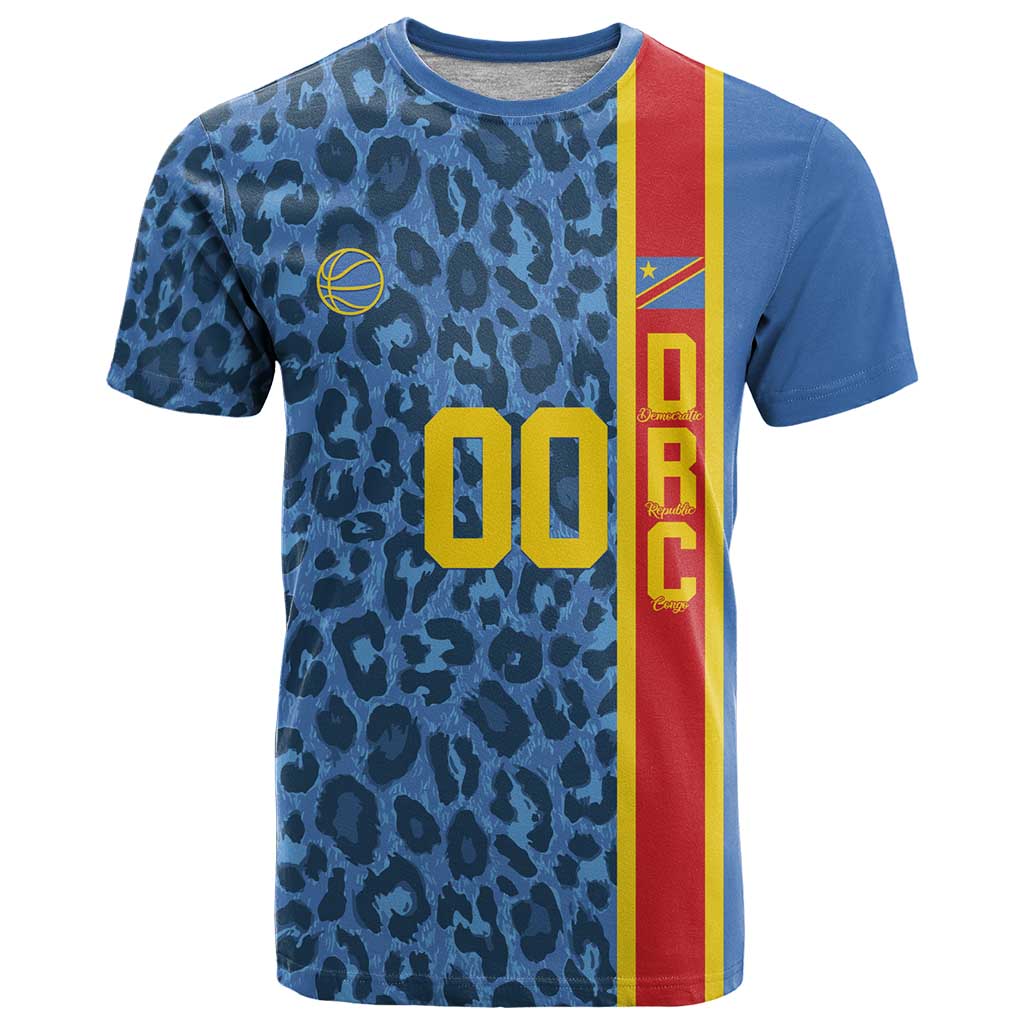 DR Congo Basketball Custom T-Shirt Come On Leopards Skin Pattern Graphic Tee