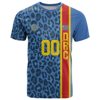 DR Congo Basketball Custom T-Shirt Come On Leopards Skin Pattern Graphic Tee
