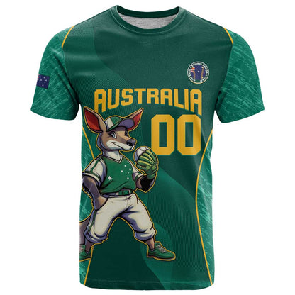 Custom Baseball Australia T-Shirt Go Champions - Aussie Kangaroo Mascot Graphic Tee