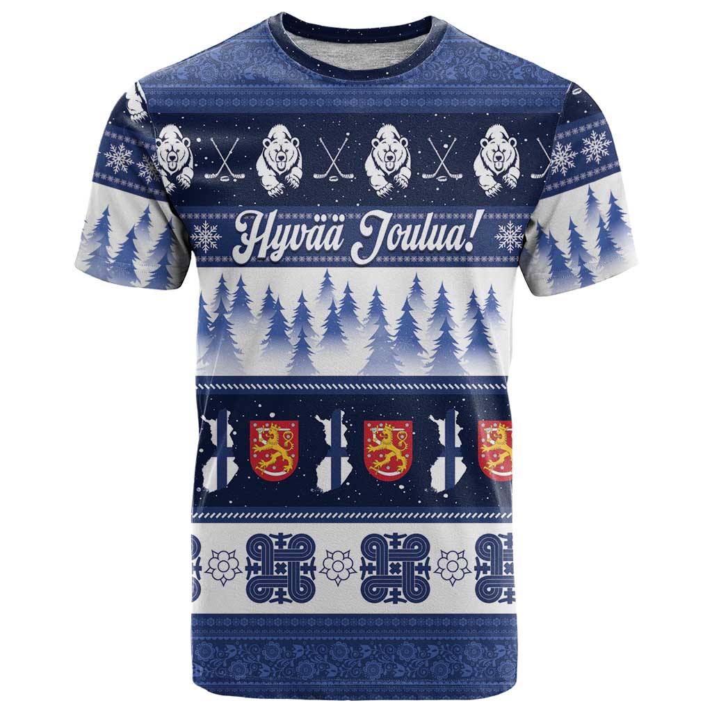 Finland Christmas T-Shirt Suomen Tasavalta Hyvaa Joulua Graphic Tee