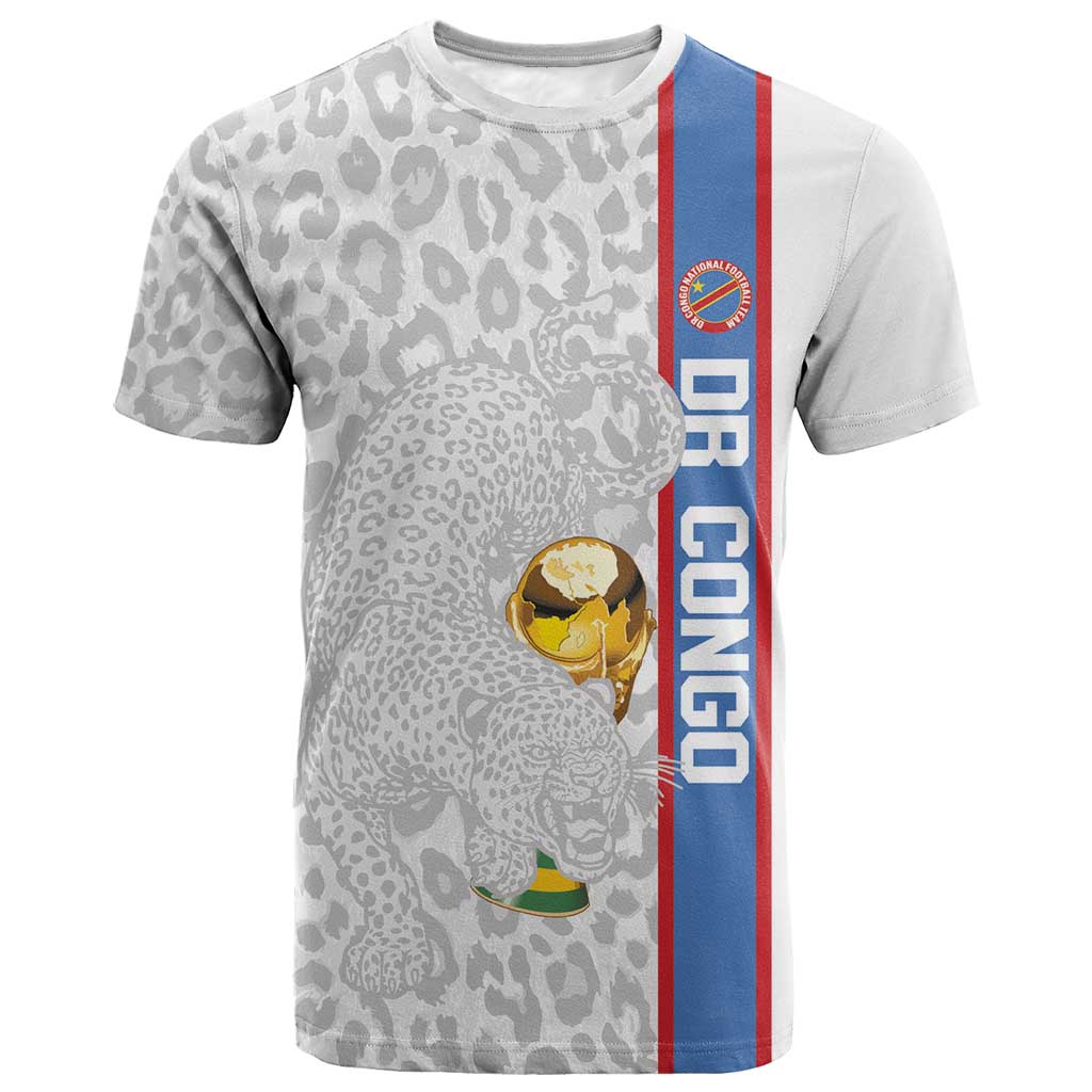 DR Congo Football Custom T-Shirt Come On Leopards White Color Graphic Tee