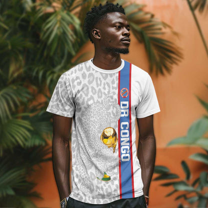 DR Congo Football Custom T-Shirt Come On Leopards White Color Graphic Tee