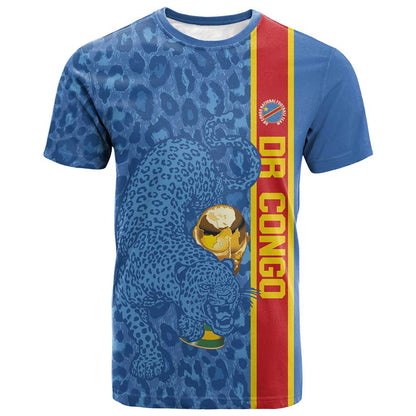 DR Congo Football Custom T-Shirt Come On Leopards Blue Color Graphic Tee