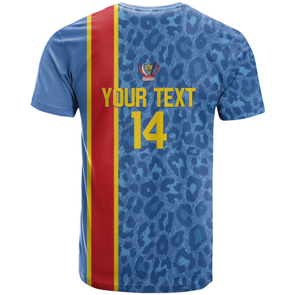 DR Congo Football Custom T-Shirt Come On Leopards Blue Color Graphic Tee