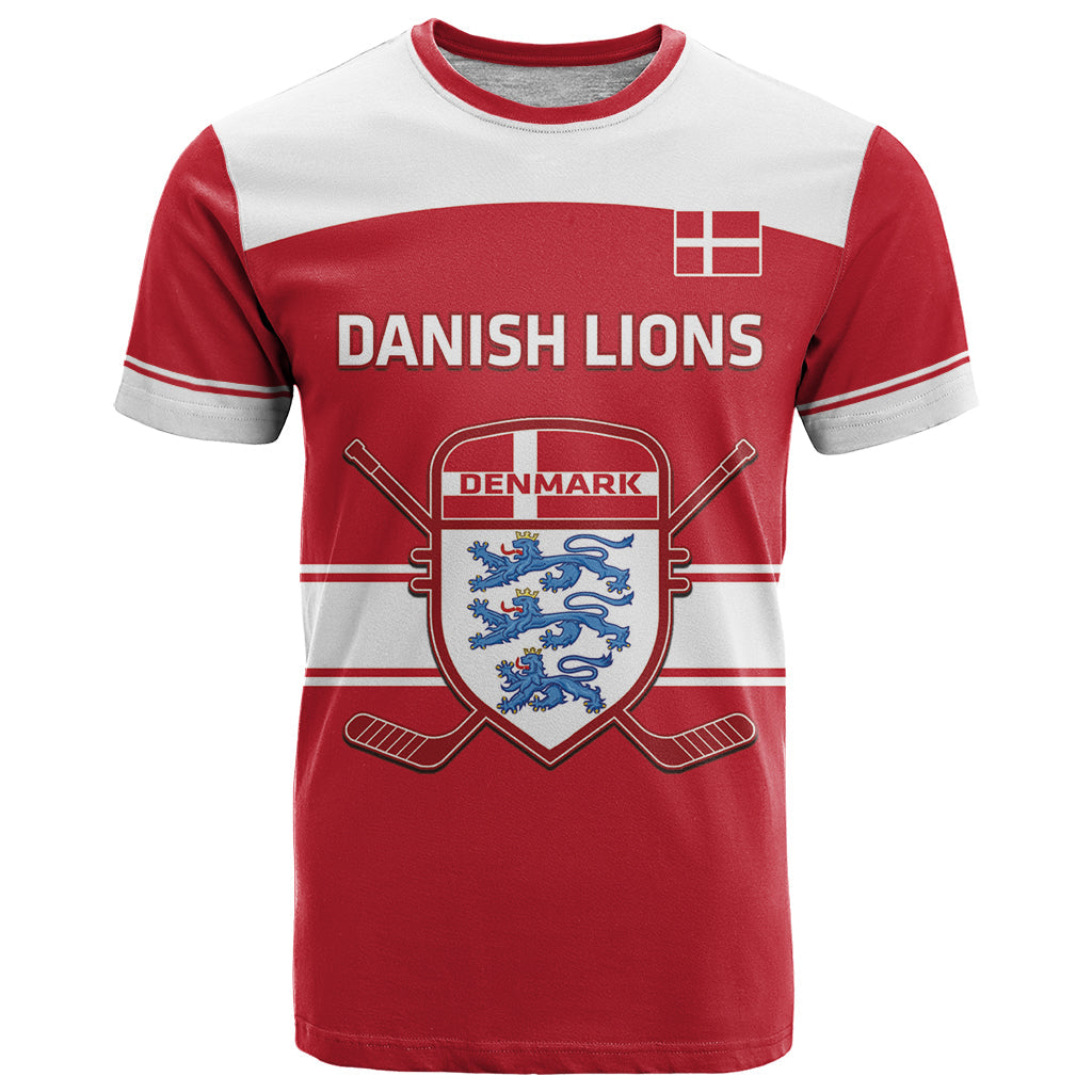Custom Denmark Hockey T-Shirt Go Danish Lions Graphic Tee