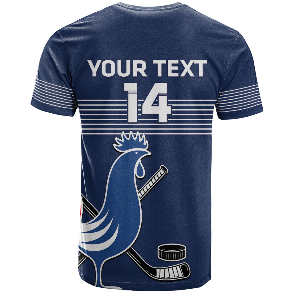 Custom France Hockey T-Shirt Francaise Gallic Rooster Graphic Tee