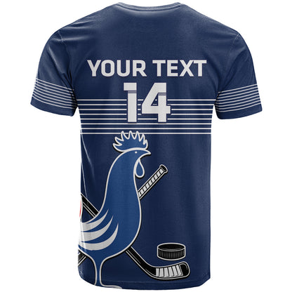 Custom France Hockey T-Shirt Francaise Gallic Rooster Graphic Tee