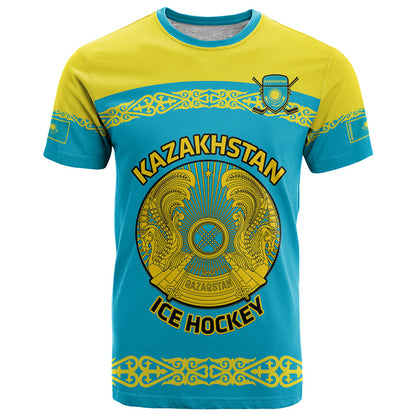 Custom Kazakhstan Hockey T-Shirt 2024 Go Kazakh Graphic Tee