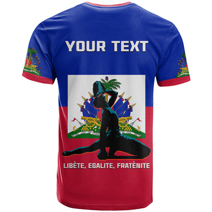 Custom Haiti T-Shirt Negre Marron With Haitian Flag Graphic Tee