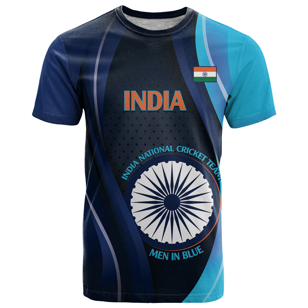 Custom India Cricket T-Shirt 2024 World Cup Go Men in Blue Graphic Tee