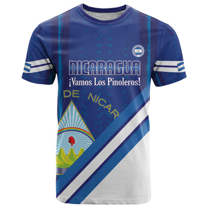 Custom Nicaragua Football T-Shirt Vamos Los Pinoleros Graphic Tee
