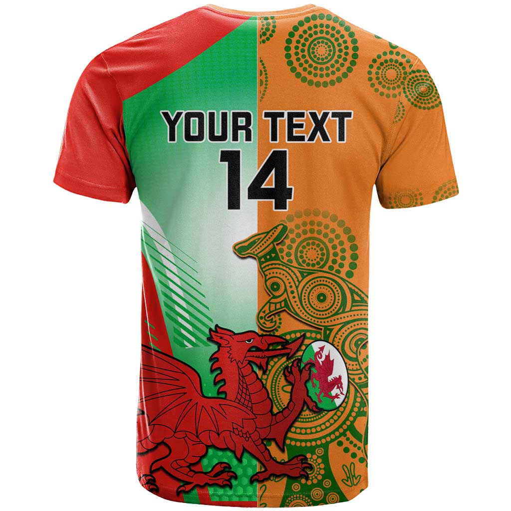 Custom Australia And Wales Rugby T-Shirt Wallabies Welsh Mascots Dynamic Version Graphic Tee