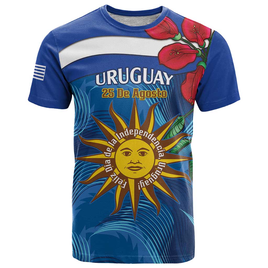 Uruguay Independence Day T-Shirt 25 De Agosto Coat Of Arms With Ceibo Graphic Tee