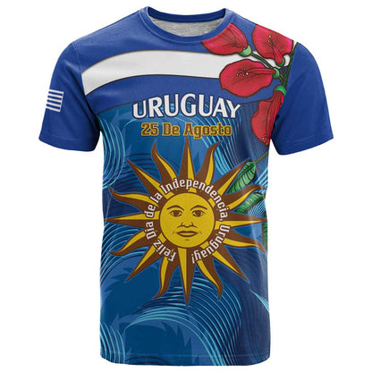 Uruguay Independence Day T-Shirt 25 De Agosto Coat Of Arms With Ceibo Graphic Tee
