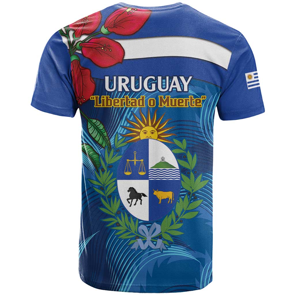 Uruguay Independence Day T-Shirt 25 De Agosto Coat Of Arms With Ceibo Graphic Tee