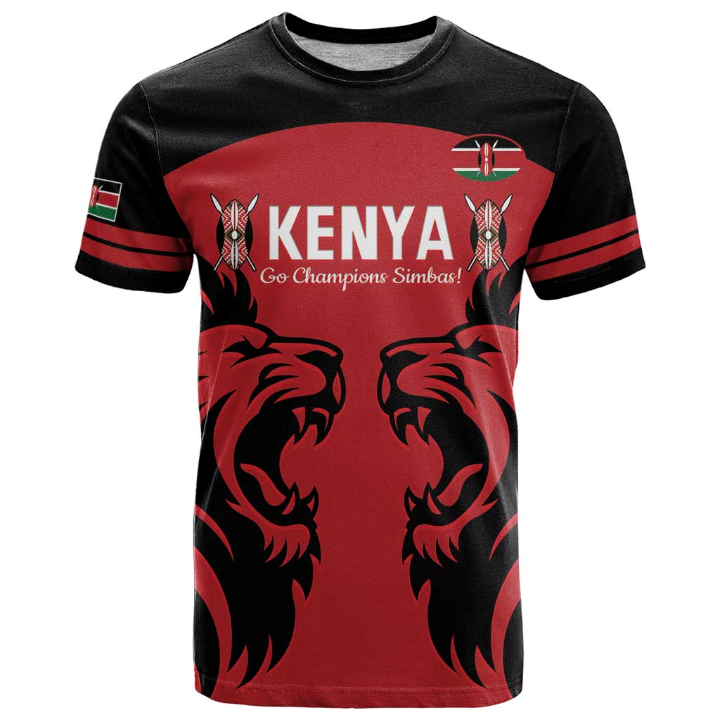 Custom Kenya Rugby T-Shirt 2024 Go Champions Simbas - Red Graphic Tee
