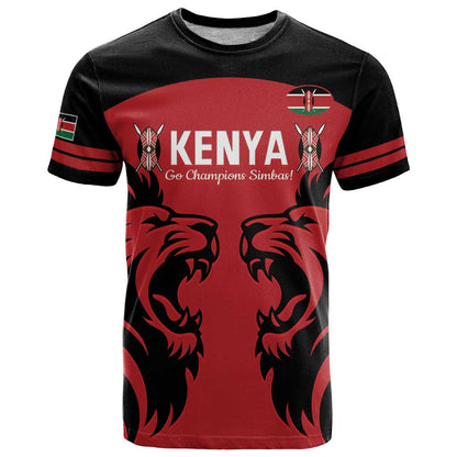 Custom Kenya Rugby T-Shirt 2024 Go Champions Simbas - Red Graphic Tee