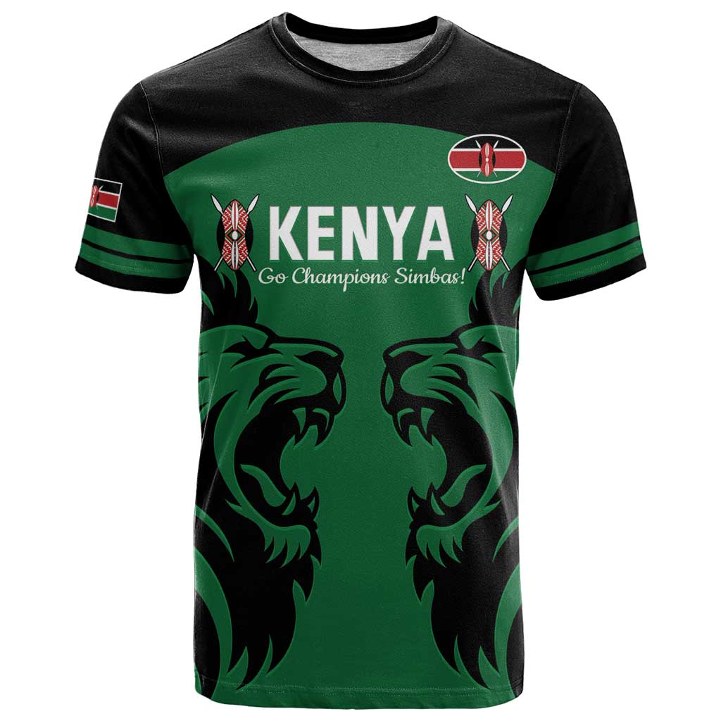 Custom Kenya Rugby T-Shirt 2024 Go Champions Simbas - Green Graphic Tee