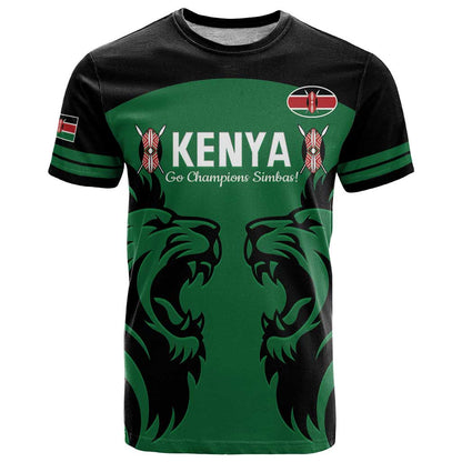 Custom Kenya Rugby T-Shirt 2024 Go Champions Simbas - Green Graphic Tee