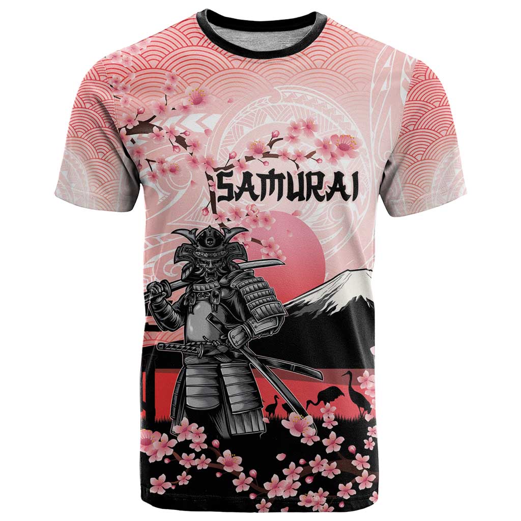 Personalised Japan Samurai Warrior T-Shirt Japanese Cherry Blossom Polynesian Pattern Graphic Tee