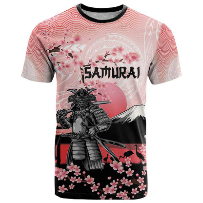 Personalised Japan Samurai Warrior T-Shirt Japanese Cherry Blossom Polynesian Pattern Graphic Tee