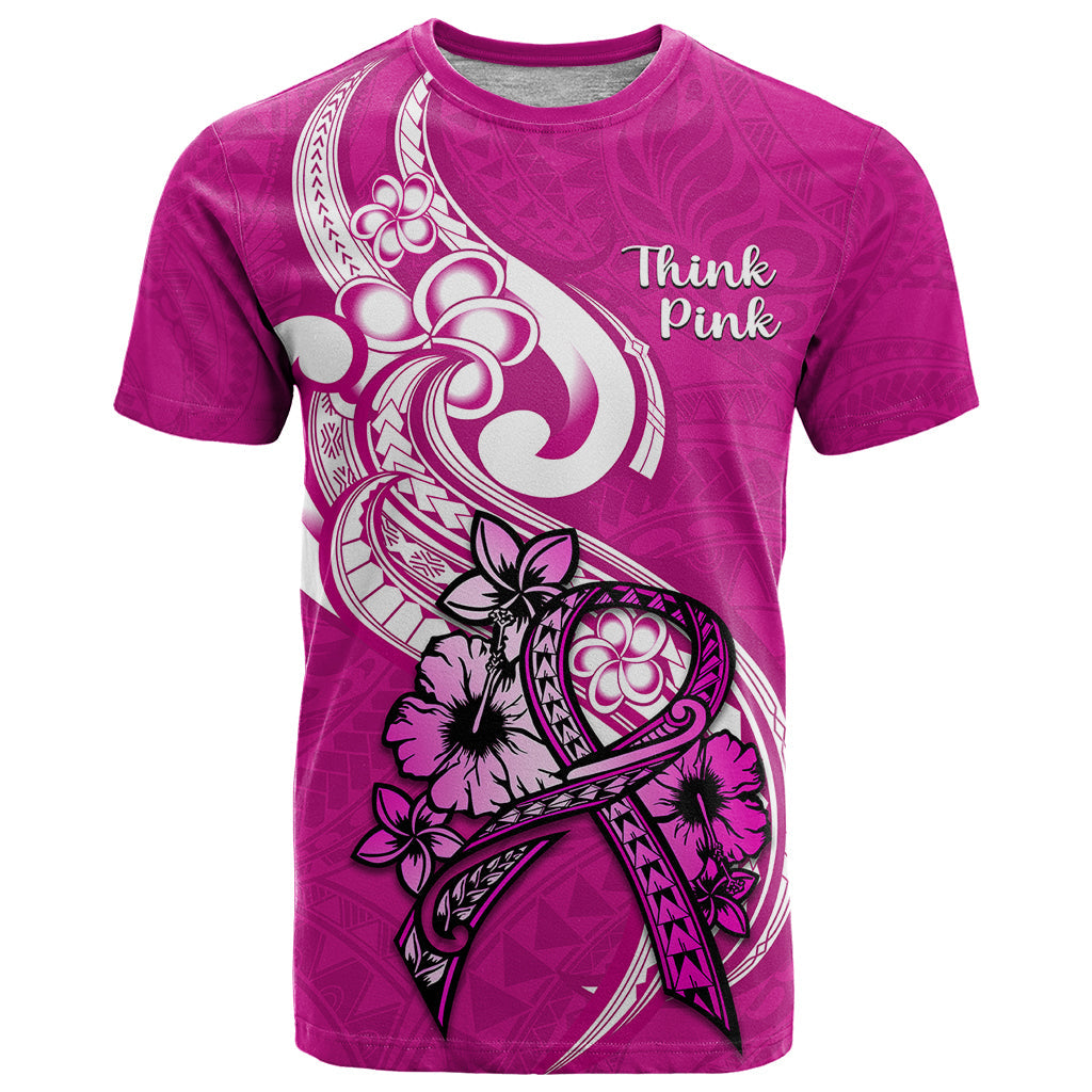 Polynesia Breast Cancer Awareness T-Shirt Think Pink Polynesian Ribbon White Version Graphic Tee