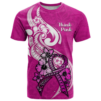Polynesia Breast Cancer Awareness T-Shirt Think Pink Polynesian Ribbon White Version Graphic Tee