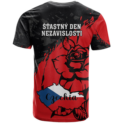 Czech Republic Independence Day T-Shirt Coat Of Arms With Czechia Rosa Graphic Tee